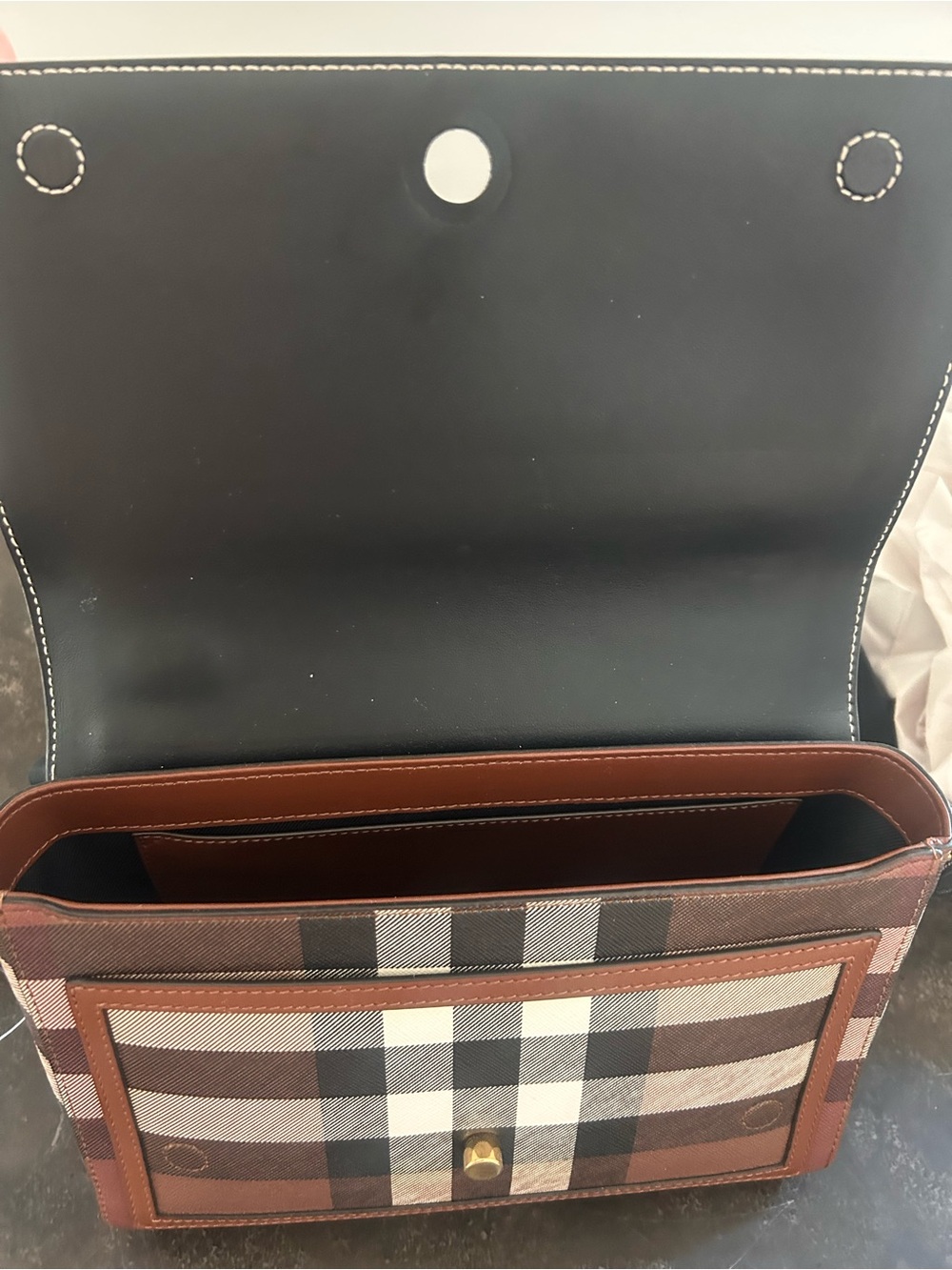 Burberry Note Giant Check E Canvas Crossbody - Picture 5 of 7